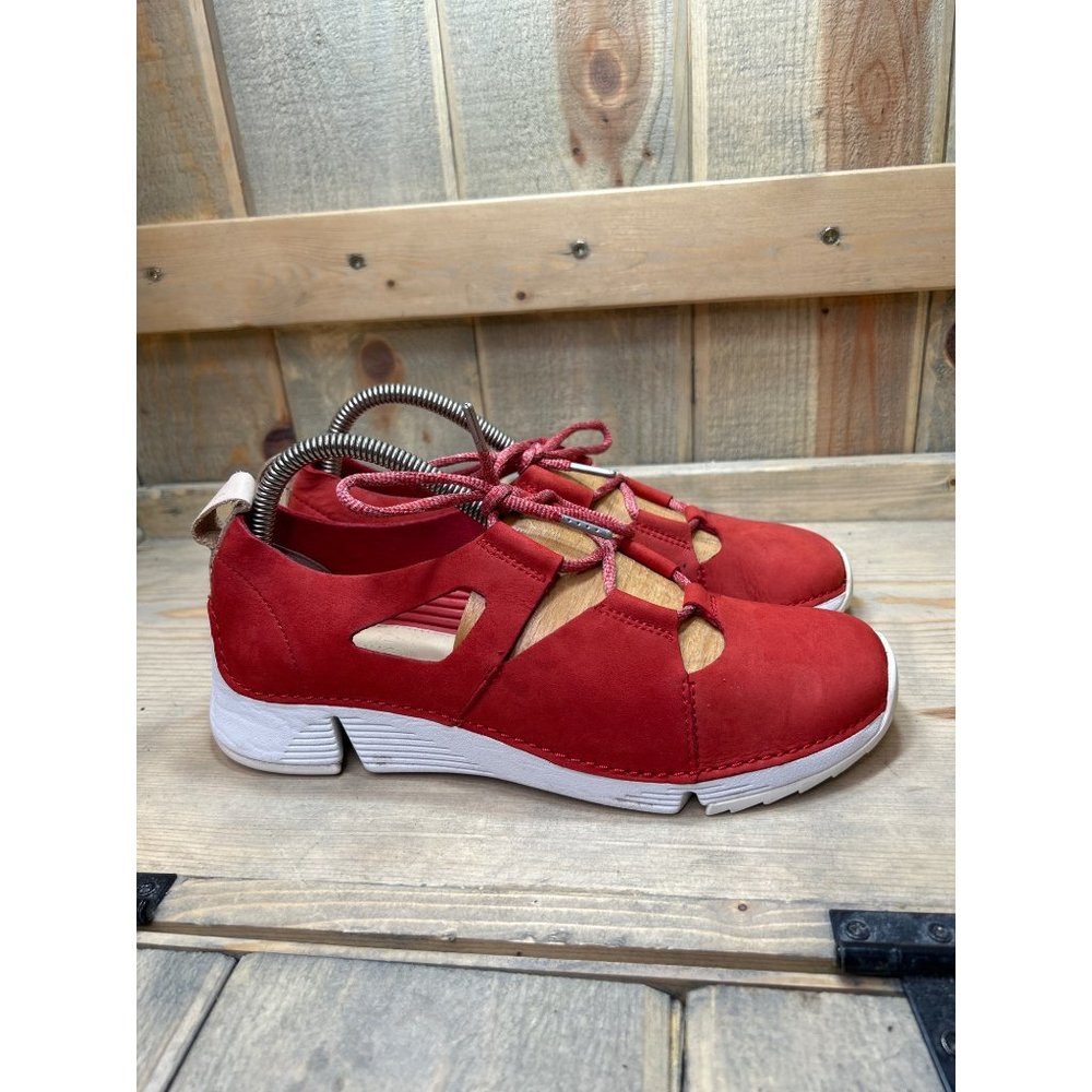 Clarks Red Cutout Athletic Sneakers